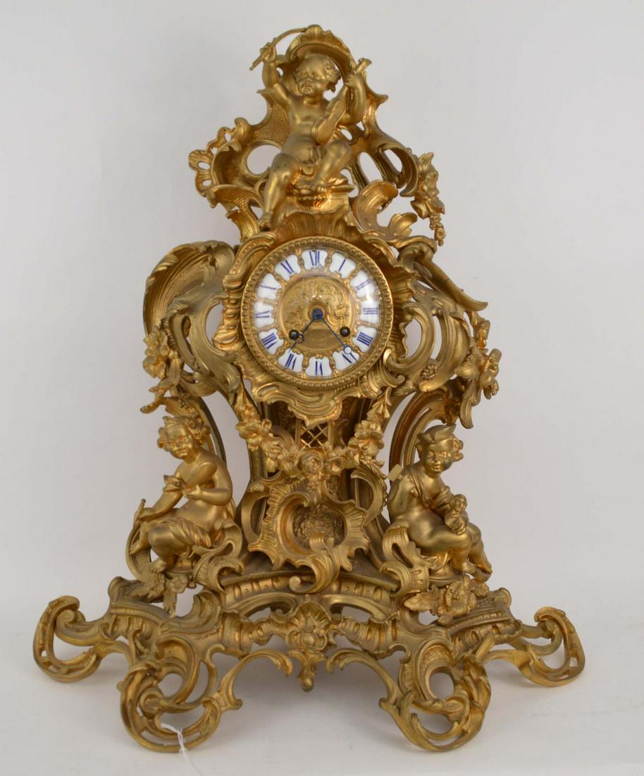 19TH CENTURY GILT BRONZE CLOCK with time and strike (1 of 18)