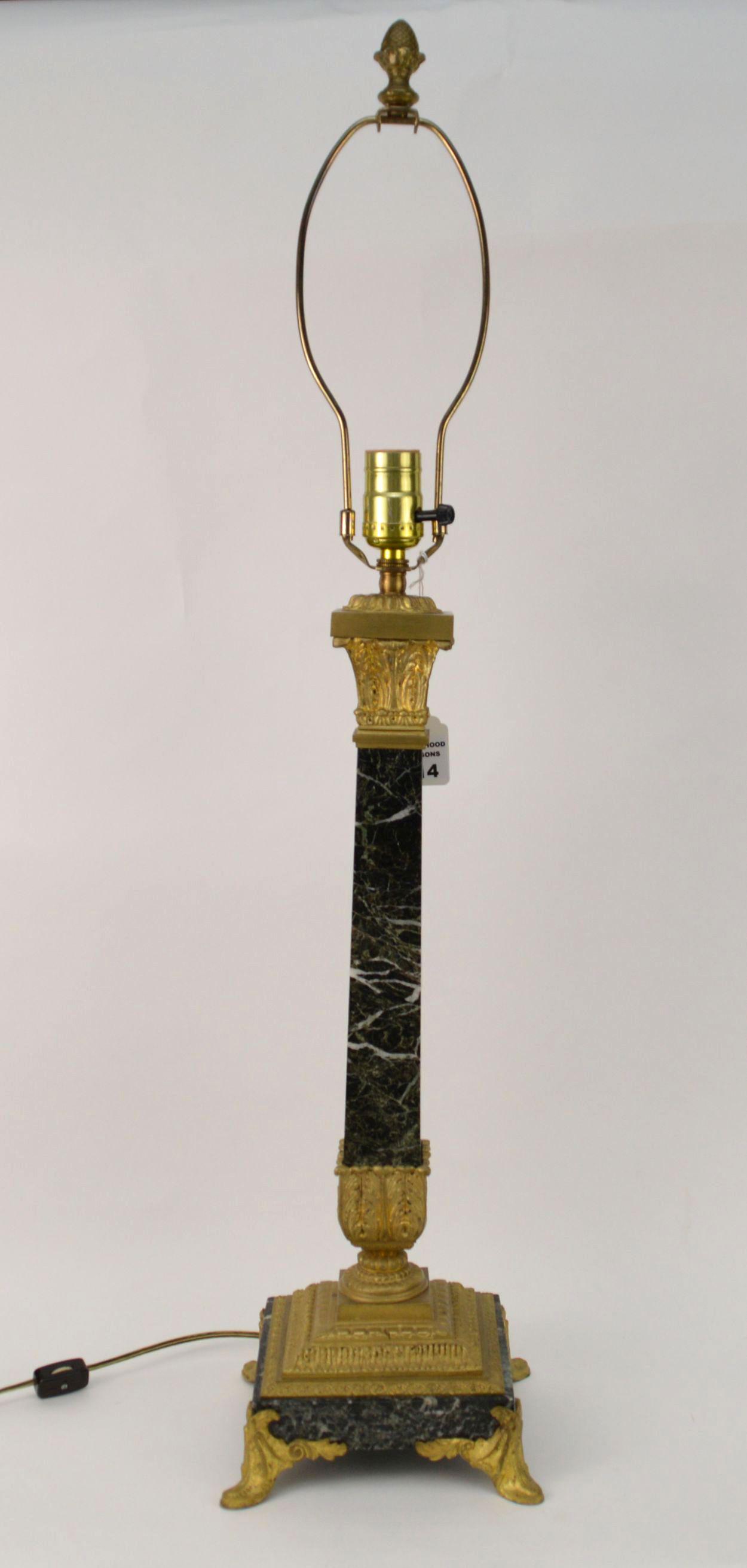 GILT BRONZE & MARBLE COLUMN FORM LAMP.  Condition: good (1 of 6)