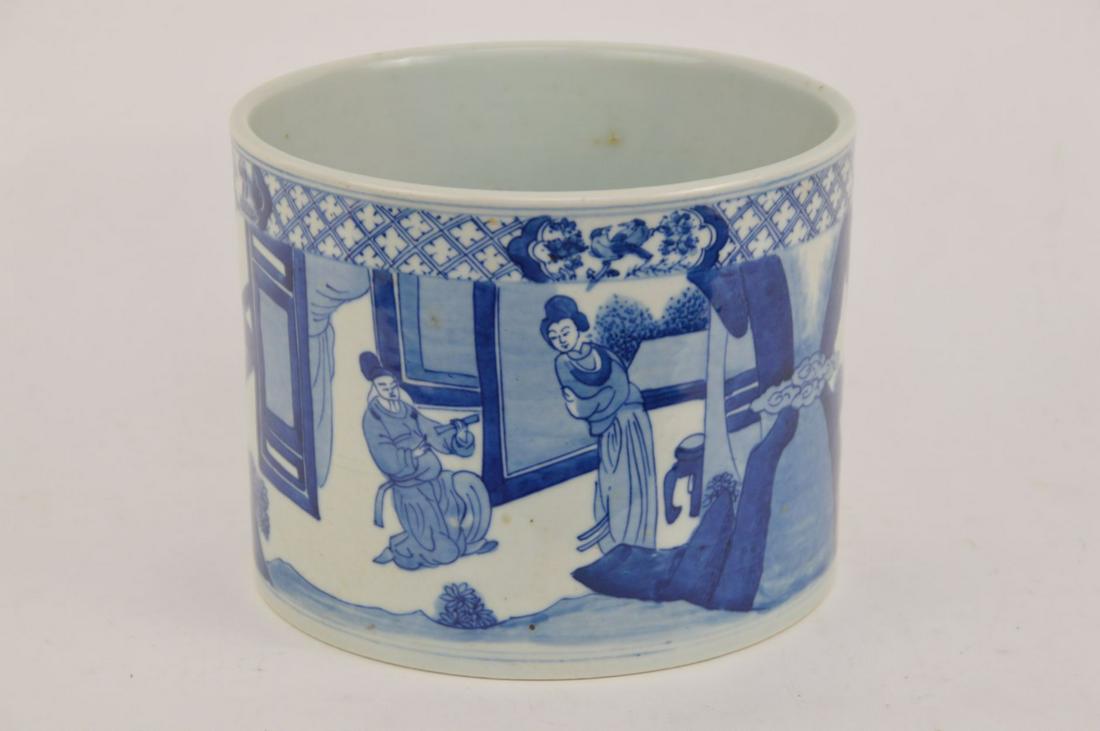 CHINESE PORCELAIN BLUE AND WHITE BRUSHPOT WITH KANGXI (1 of 7)