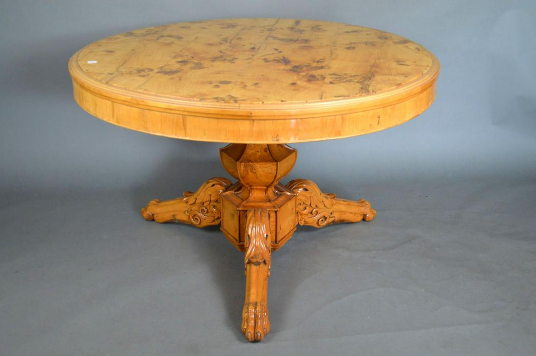 Continental Fruitwood 19th c. Round Pedestal table with (1 of 7)