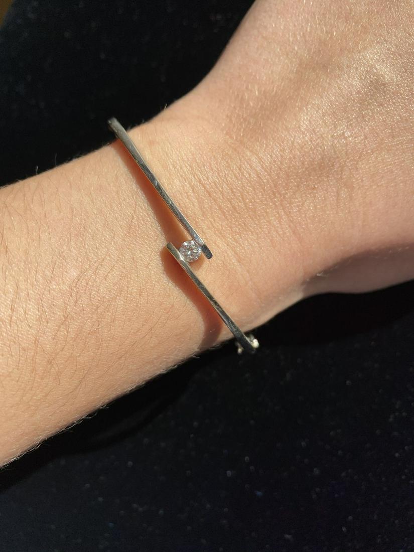14kt white gold bangle with single diamond solitaire (1 of 5)