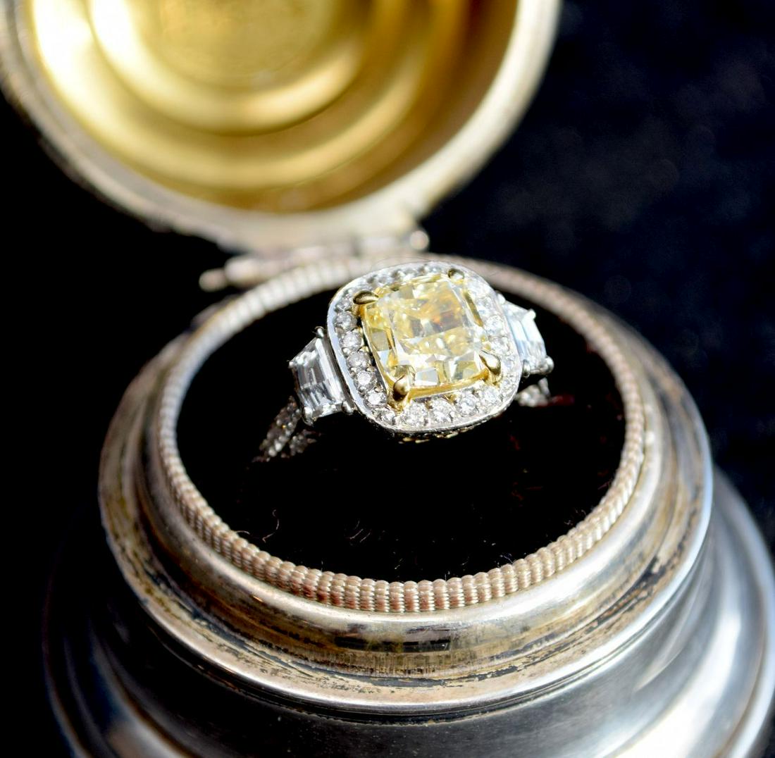 Ladies Platinum and 18K Fancy Yellow Gold Ring. GIA (1 of 14)