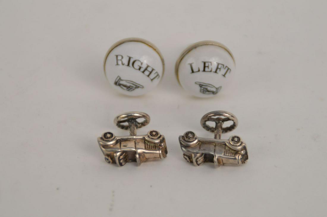 2 Pair Cufflinks;   Left/Right Porcelain, Duchamp (1 of 3)
