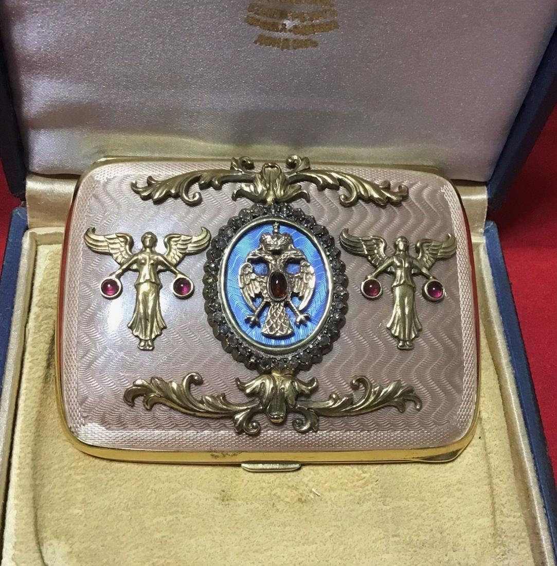 Beautiful Russian Silver guilloche  enamel rose cut (1 of 7)