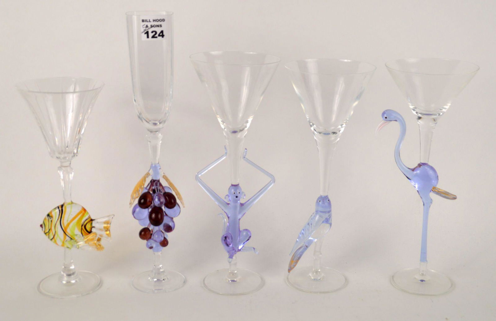 5 Assorted Murano Style Figural Stems, 9"h/10"h (1 of 5)