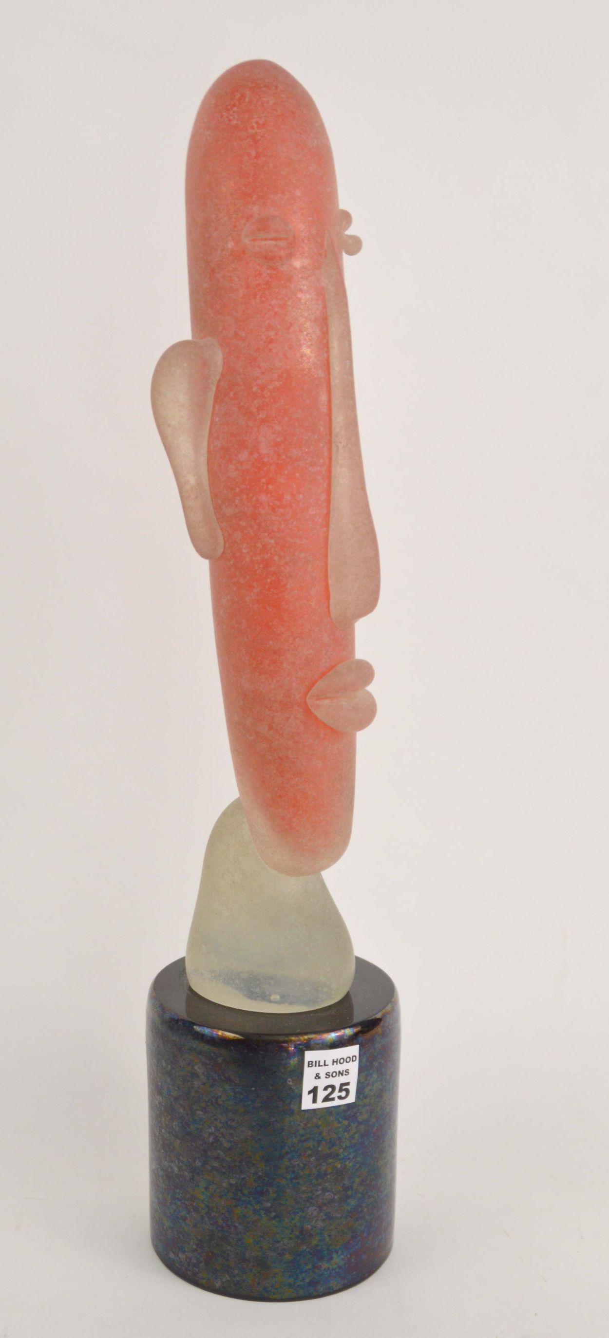 Murano Sculpture Frosted Glass Face, Orange Color on (1 of 8)