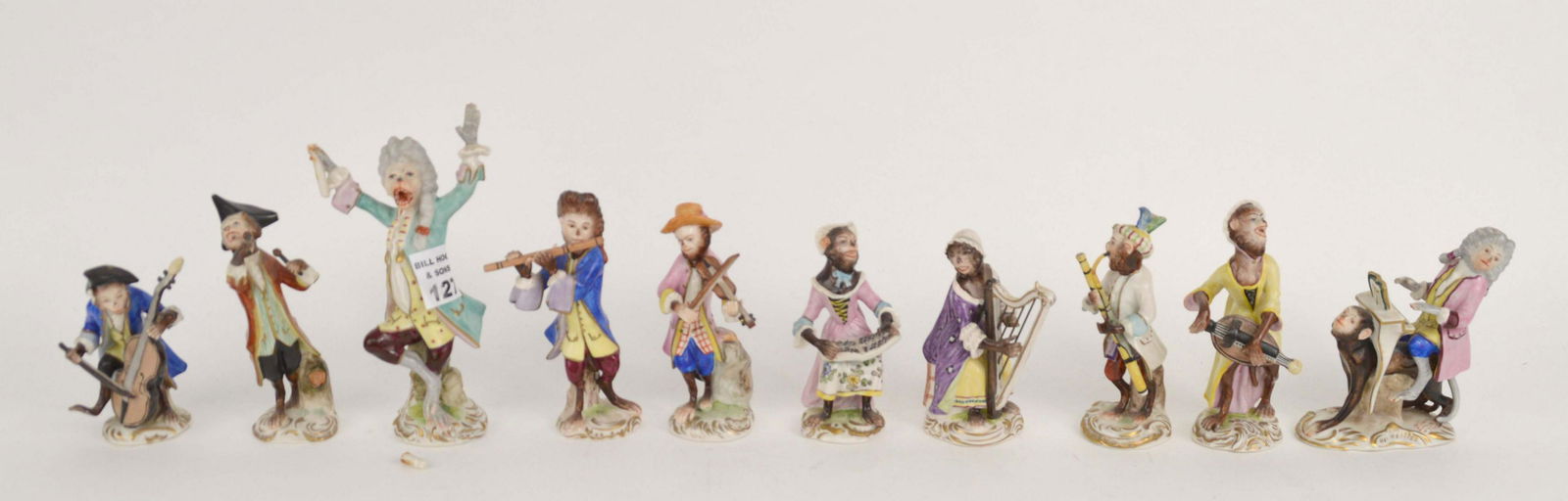 10 Piece German Porcelain Monkey Band (conductor needs (1 of 11)