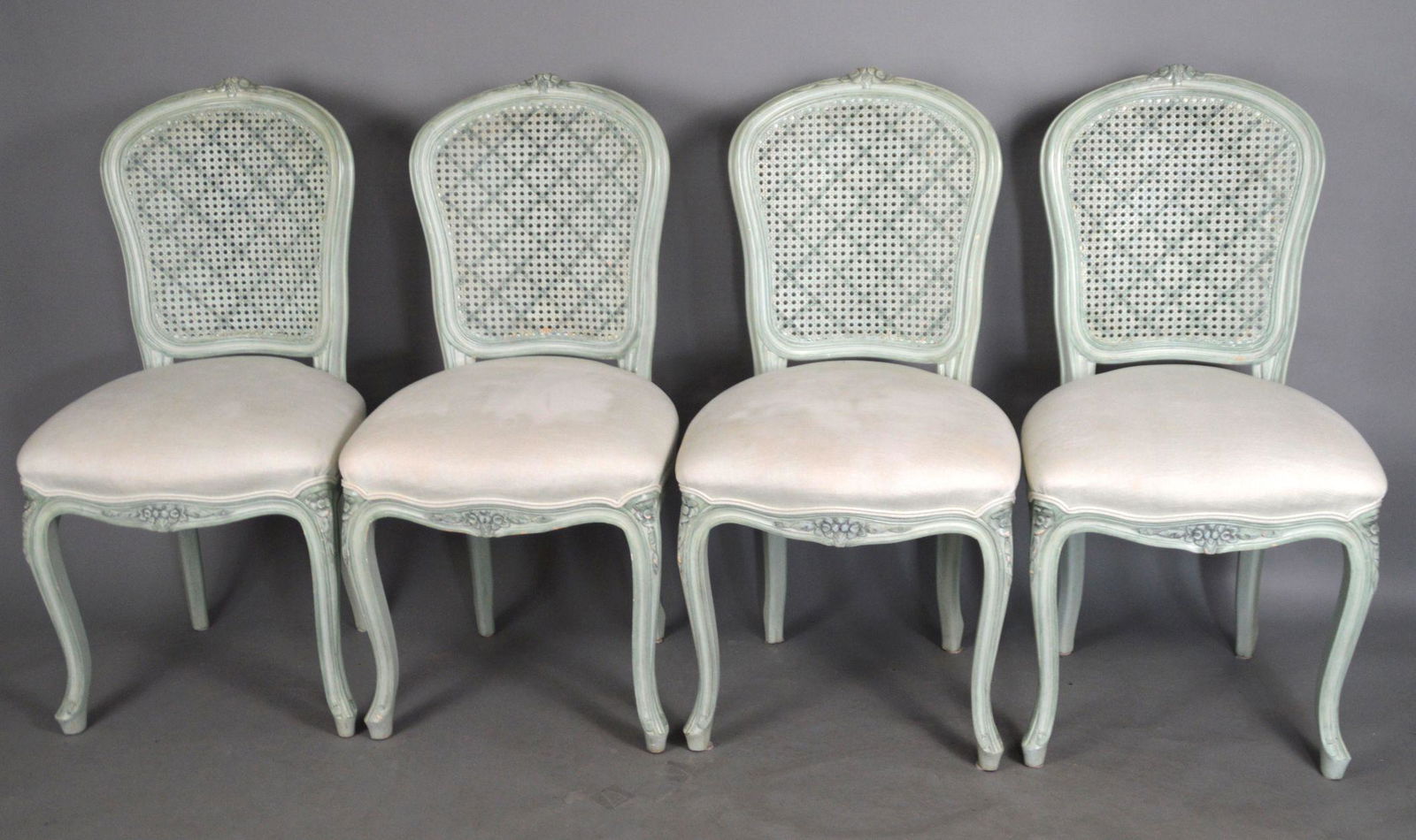 4 French Painted Caned Side Chairs with Ivory (1 of 6)