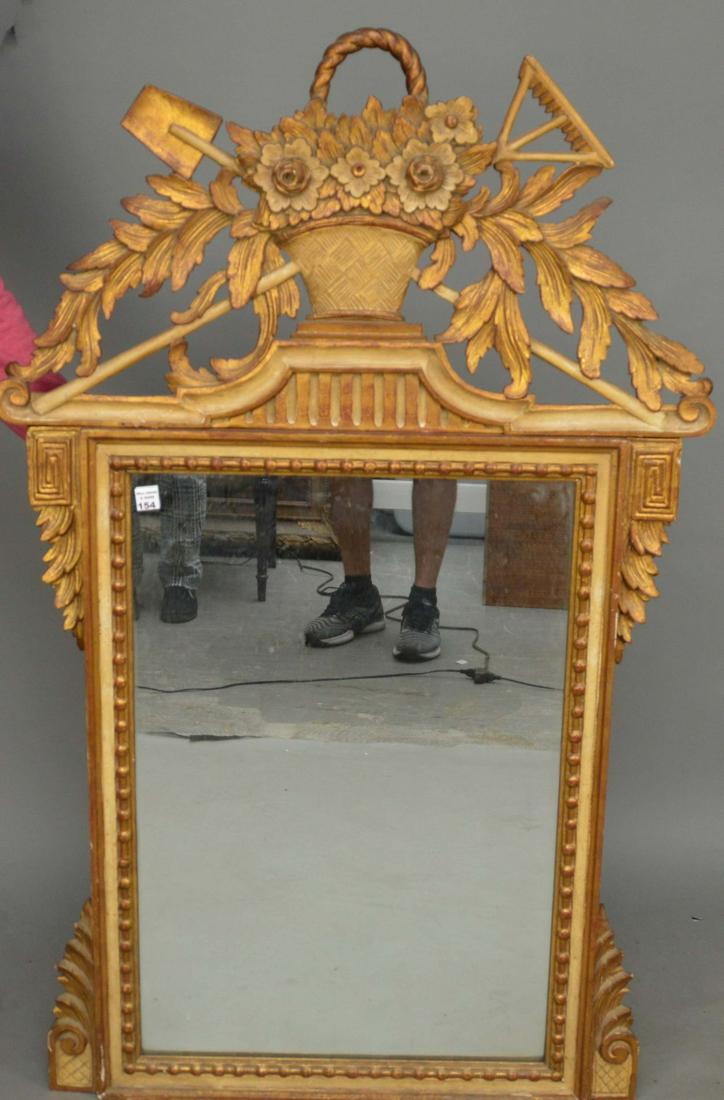 Carved & Gilded wood Mirror with Basket & flowers at (1 of 5)
