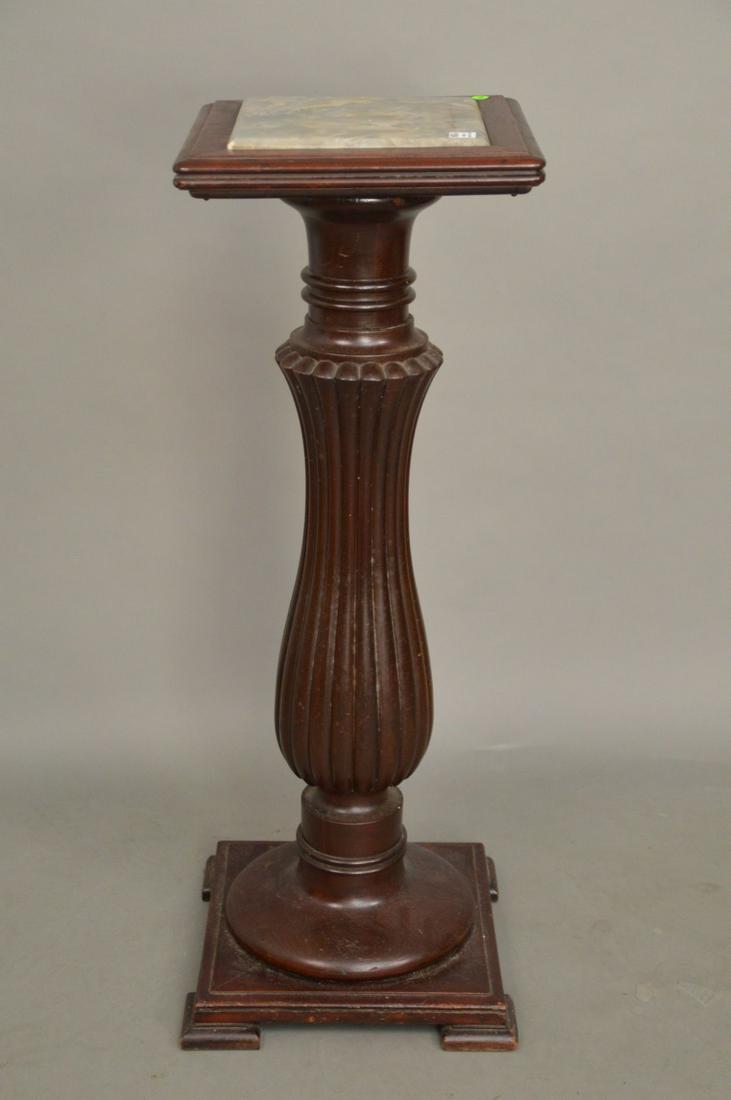 Reeded vase form stand with inset onyx top, 39"h x: Reeded vase form stand with inset onyx top, 39"h x 14"square column