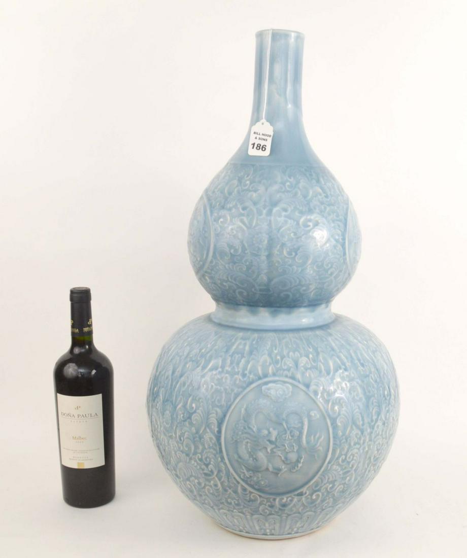 CHINESE DOUBLE GOURD FORM MONOCHROME VASE with high (1 of 8)