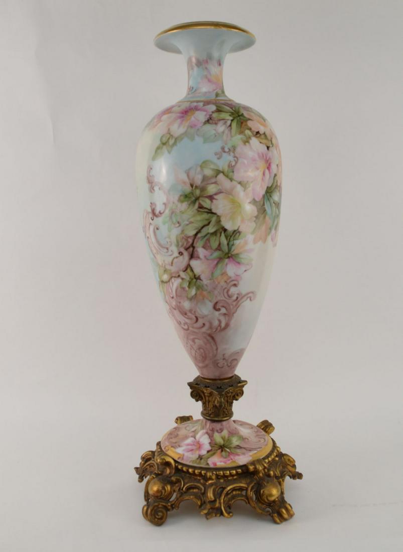 LIMOGES PORCELAIN AMPHORA VASE W/ GILT BRONZE BASES - (1 of 9)