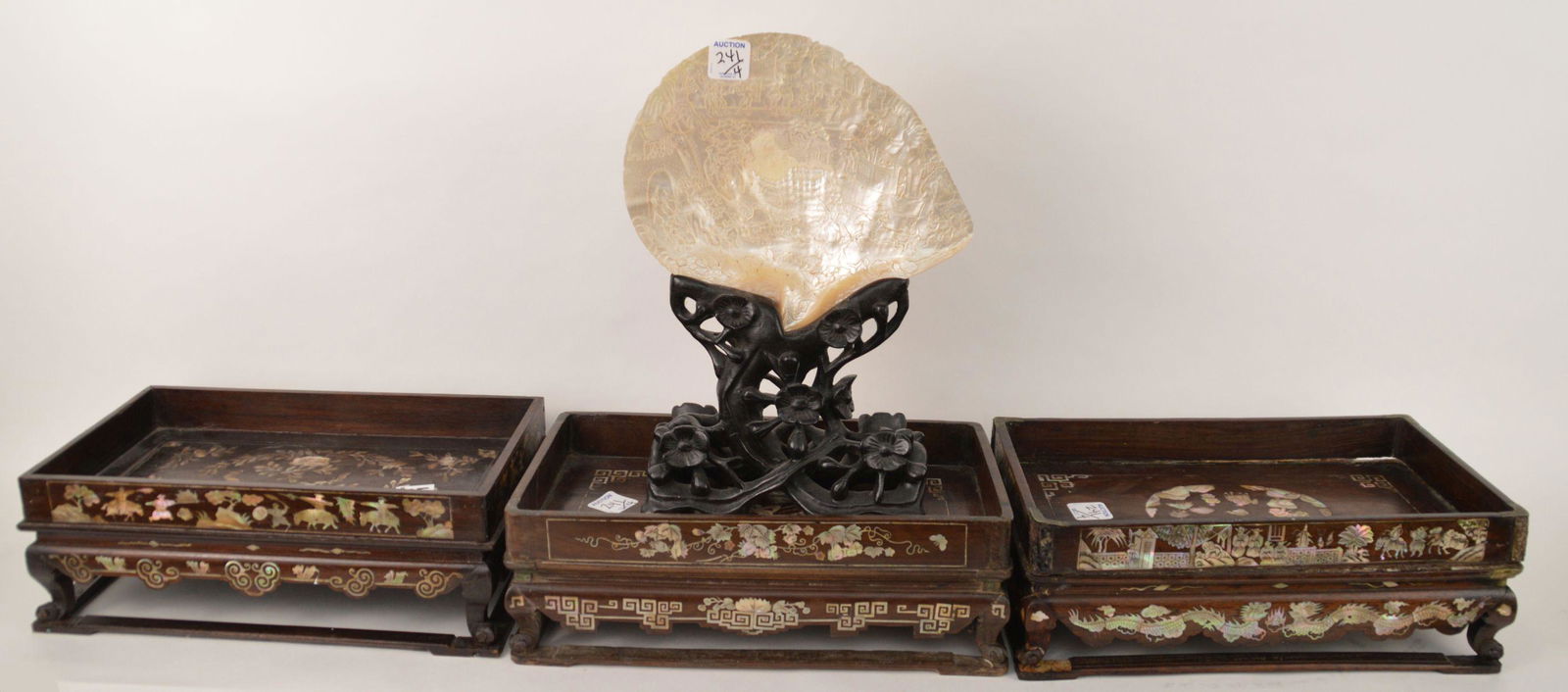 3 Chinese stands with mother of pearl inlay designs AND (1 of 18)