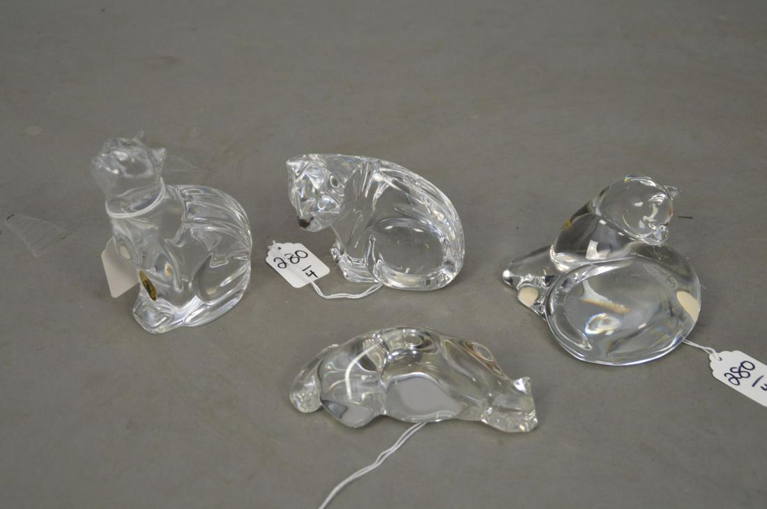 FOUR SIGNED FINE CRYSTAL CAT FIGURES - Includes: (1) a (1 of 9)