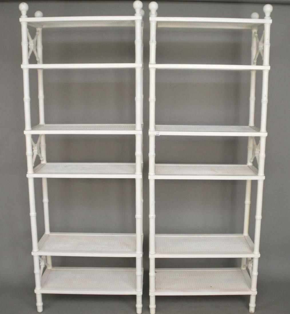 Pair of White Rattan Bamboo Style Bookcases, 6"h x 28"w (1 of 5)