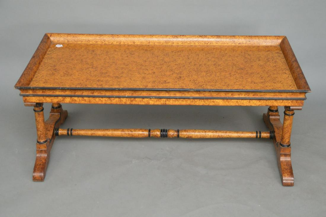 Burled Wood Style Coffee Table with gallery rim on (1 of 5)