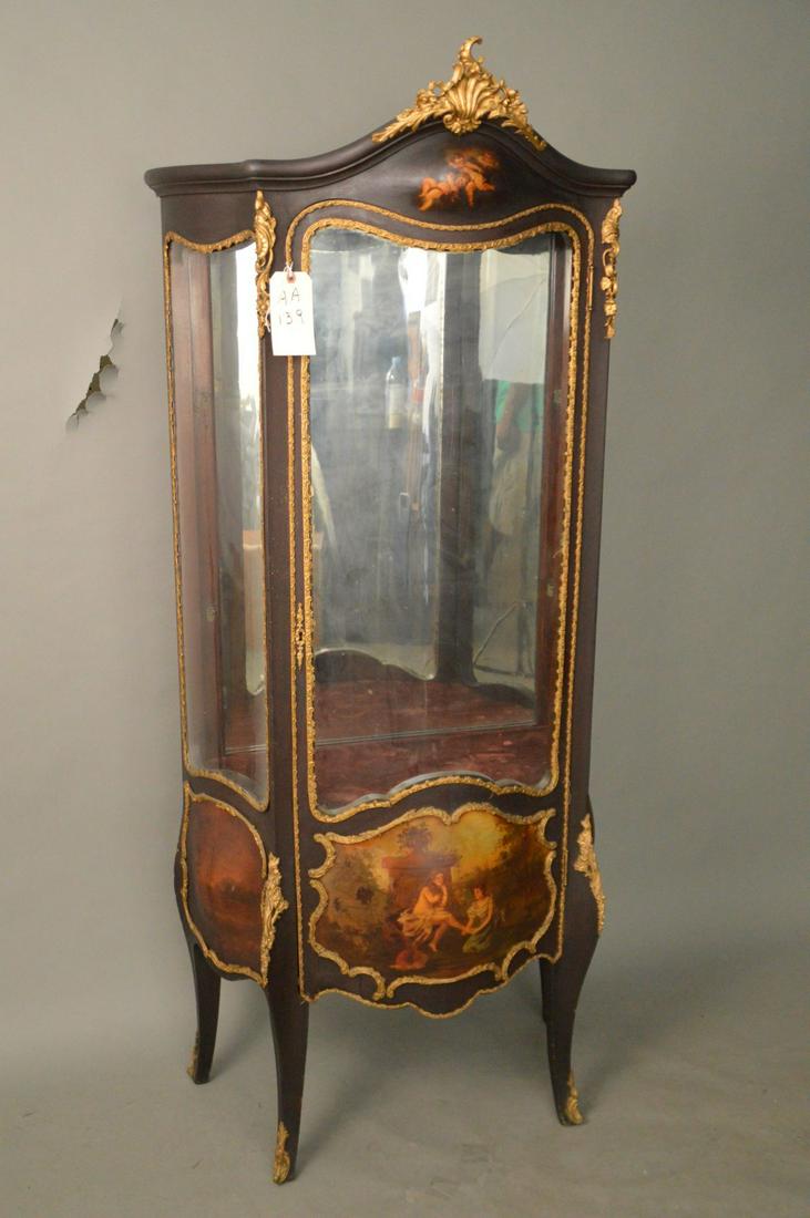 Verni Martin Style Cabinet, 3 panels bowed glass, (1 of 9)