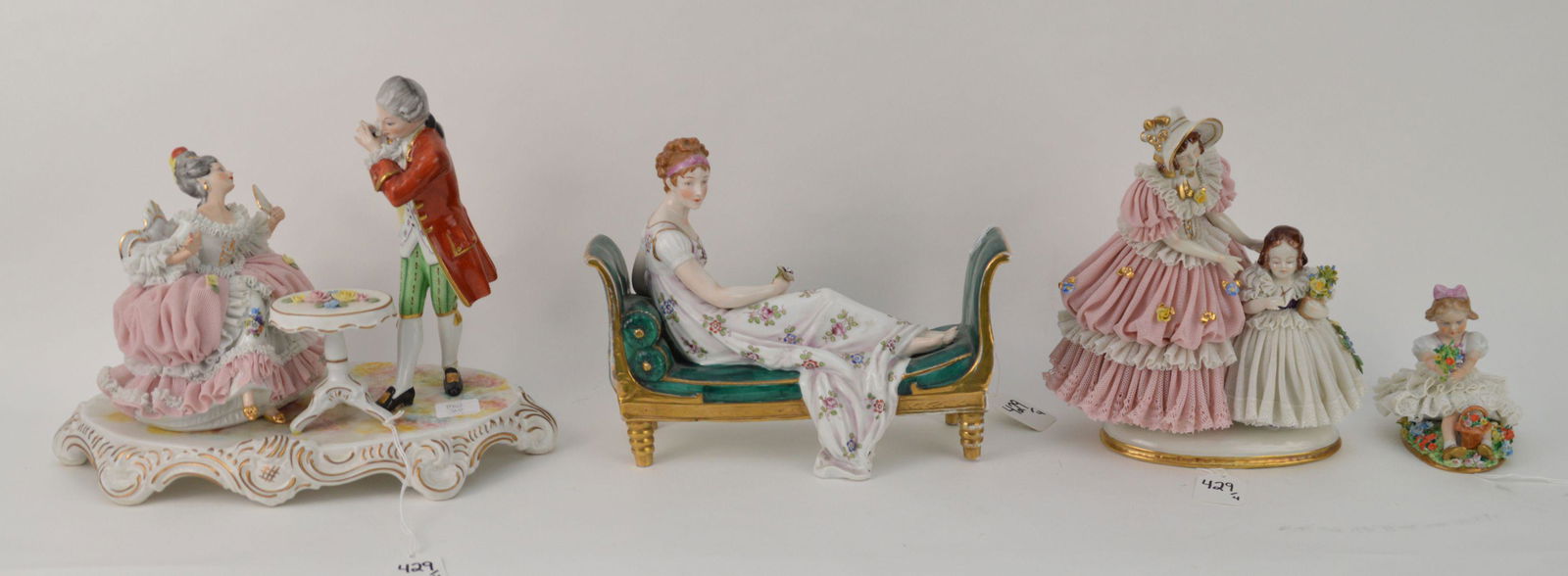 FOUR GERMAN PORCELAIN FIGURAL GROUPS - a Sitzendorf (1 of 9)
