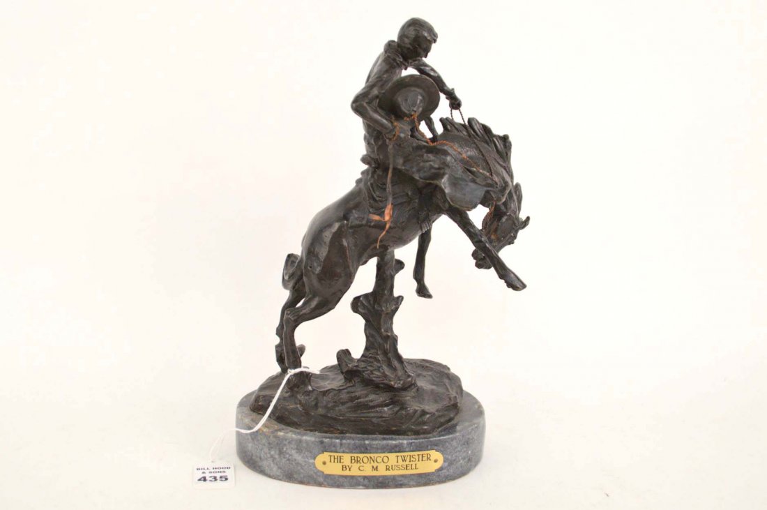 AFTER C.M RUSSELL “THE BRONCO TWISTER” BRONZE SCULPTURE (1 of 9)