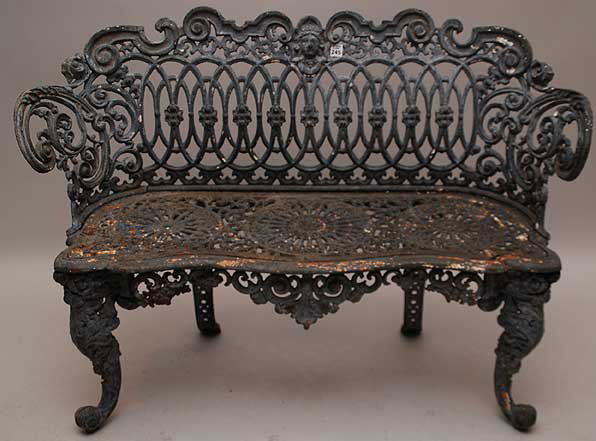 Antique French cast iron garden bench: Antique French cast iron garden bench