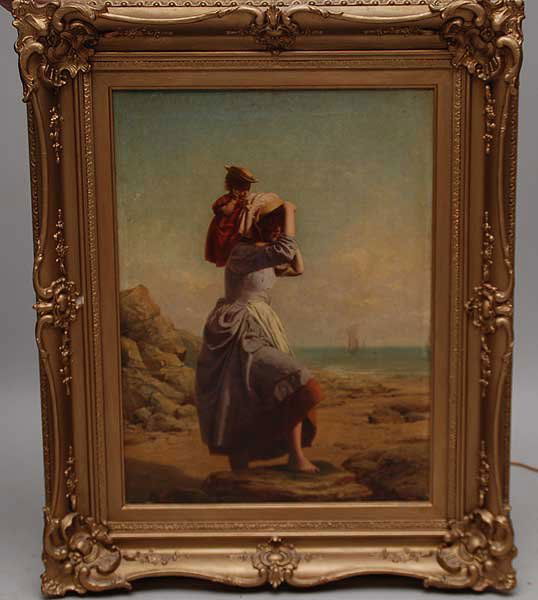 Paul Falconer Poole (BRITISH, 1807-1879) oil on can: Paul Falconer Poole (BRITISH, 1807-1879) oil on canvas, "Pick-a-back ride", 24" x 18"