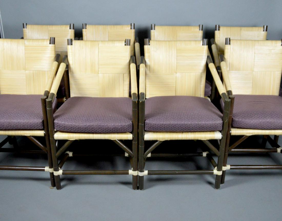 8 McGuire Arm Chairs, Woven Wood Back & Strips (1 of 6)