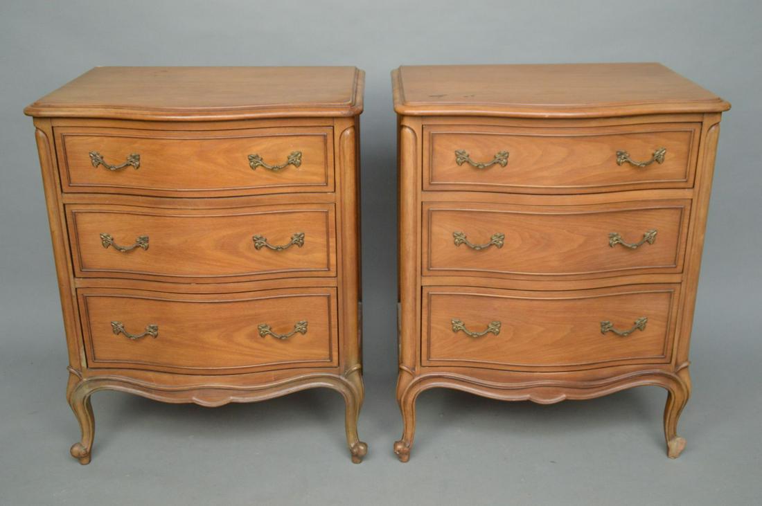 PAIR FRUITWOOD 3 DRAWER CHESTS.  Condition: minor (1 of 6)