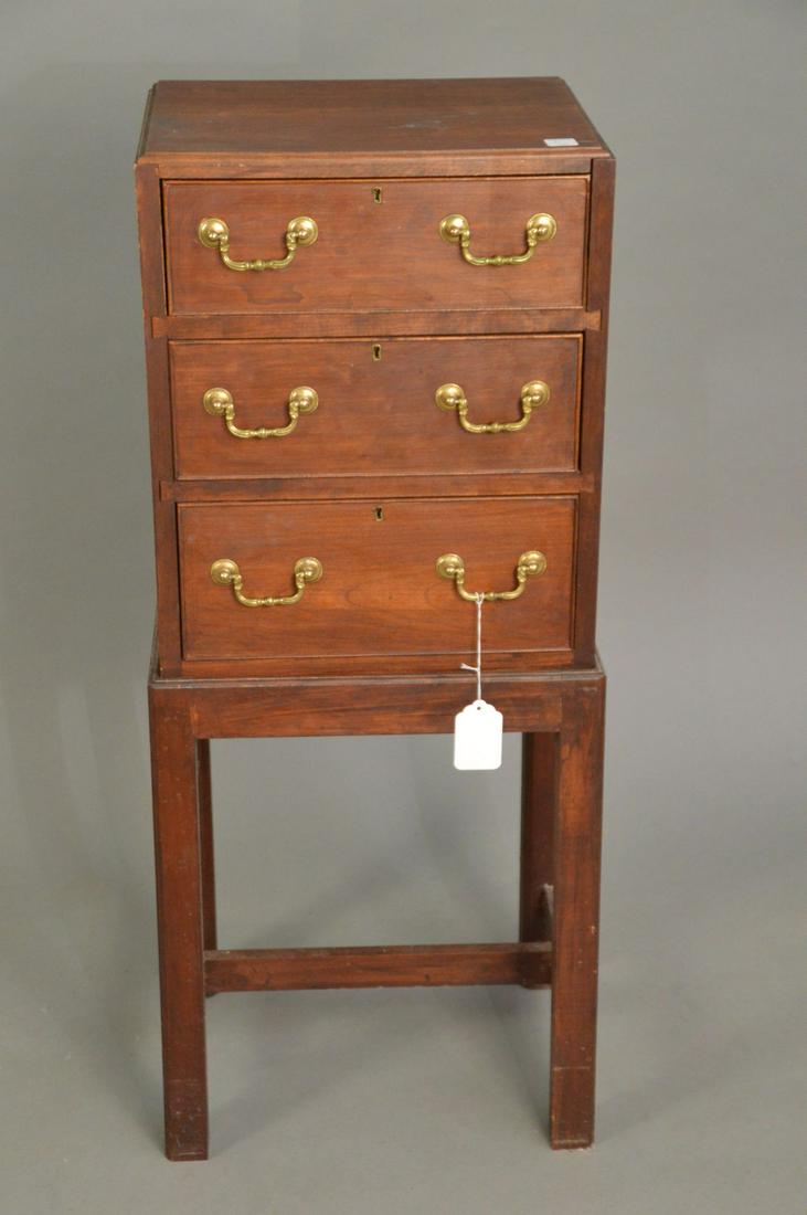 Fine 20th C. Silver 3 Drawer Chest on Stand, 38"h x (1 of 7)