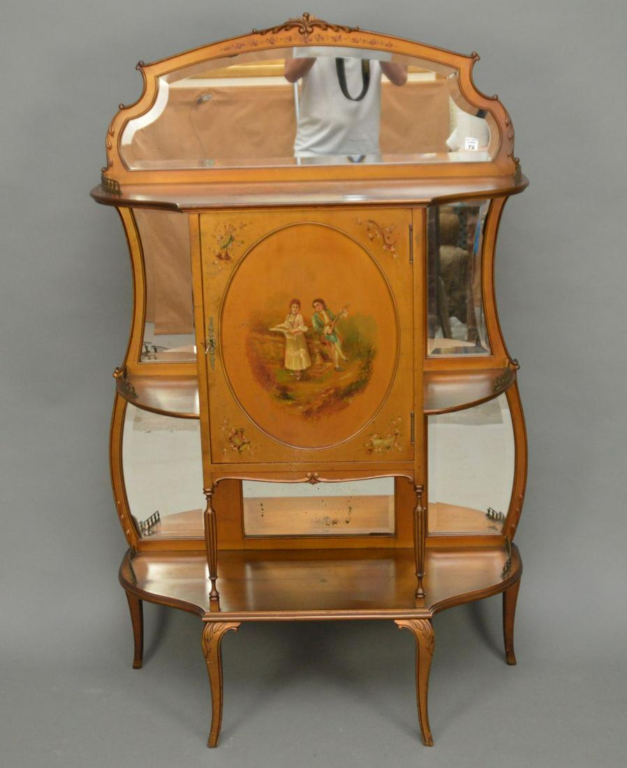 French Style Music Cabinet, Mirror Above Painted Panel (1 of 7)