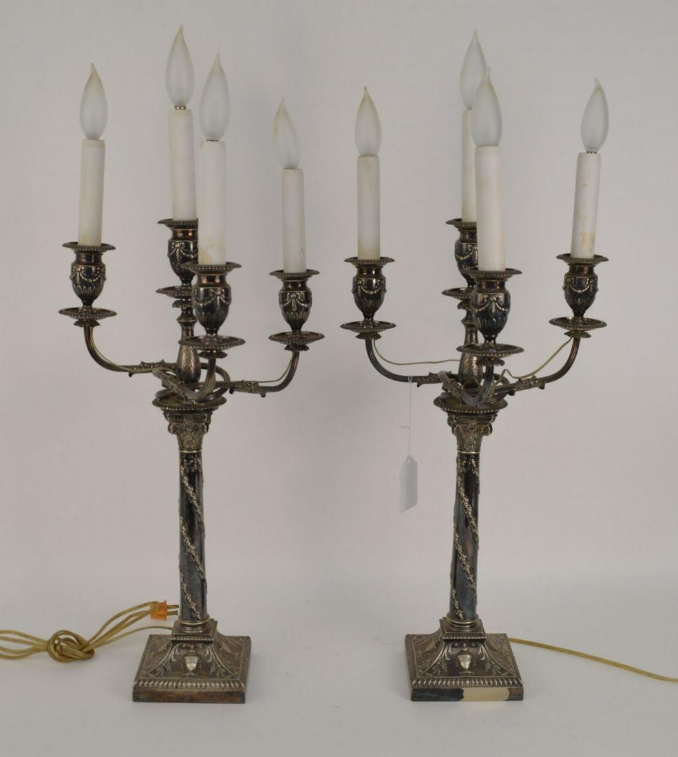 Pair Silver 4 Branch Electrified Candelabras, 30" top (1 of 11)