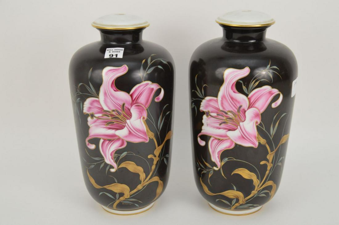 Pair Lamp Vase Form Bases, Pink Tiger Lily on (1 of 4)