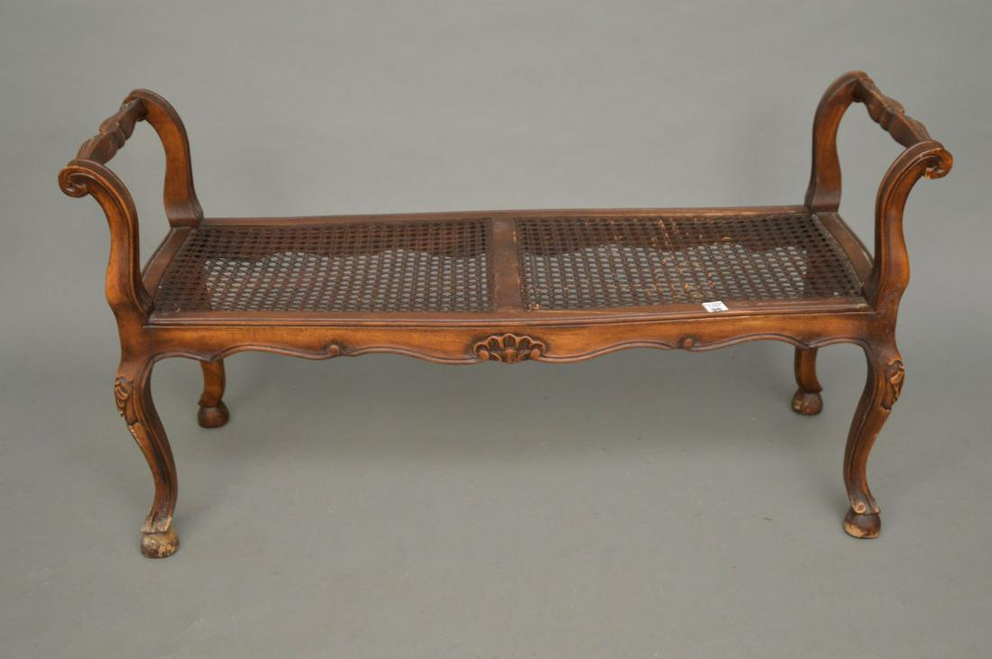 French Walnut Carved Bench, 22"h x 42"L x 14"d (1 of 3)