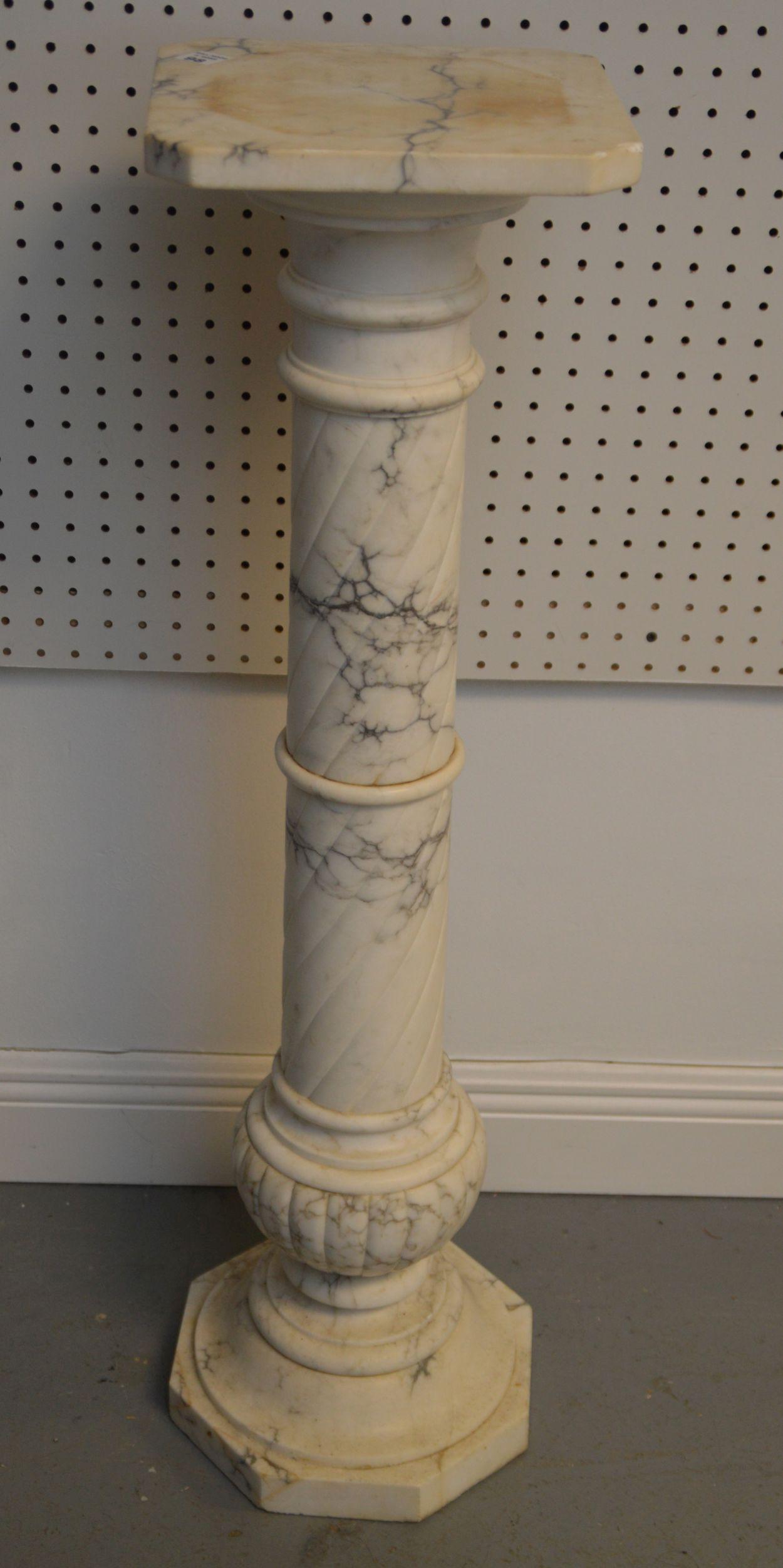 White & Gray Classical Marble Pedestal, 39"h x 10" (1 of 3)