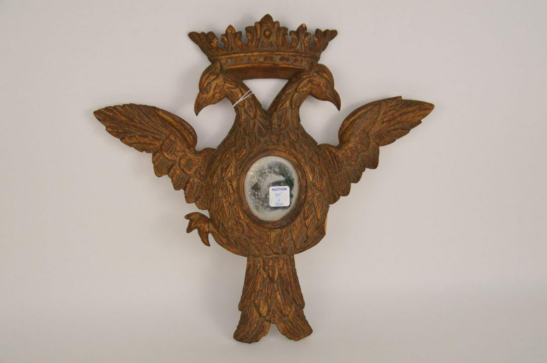 SPANISH GILT WOOD TWO-HEADED EAGLE MIRROR - Carved wood (1 of 4)