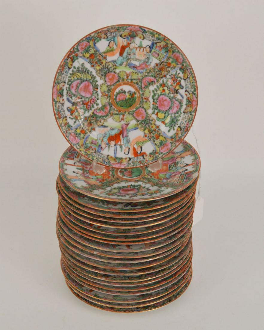 21Pc CHINESE FAMILLE ROSE MEDALLION PORCELAIN SALAD (1 of 6)