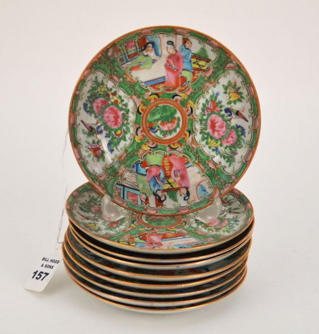 9Pc CHINESE FAMILLE ROSE MEDALLION PORCELAIN DESSERT (1 of 3)