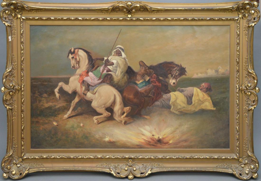 Large Oil Painting After Adolph Schreyer canvas size is (1 of 8)