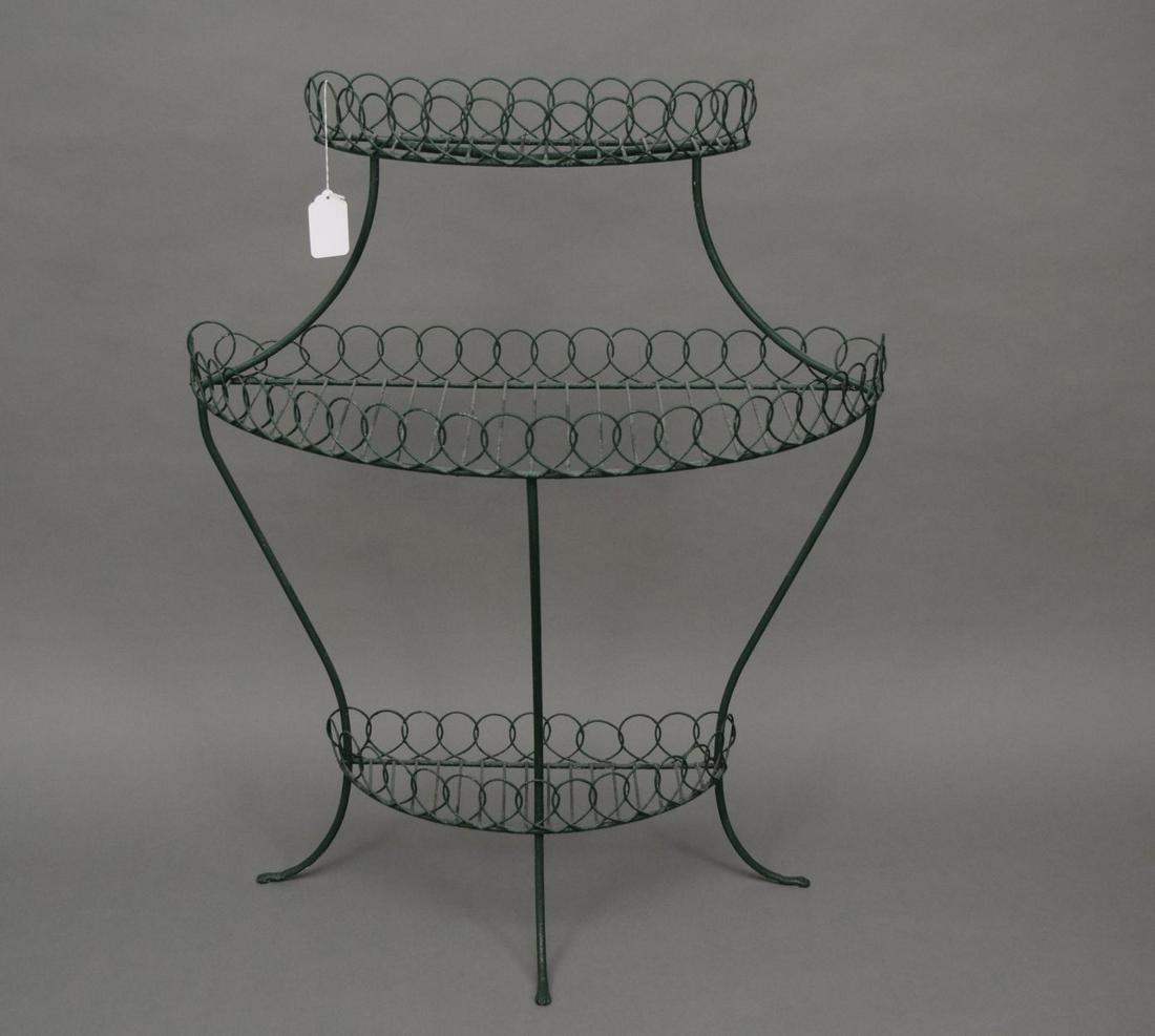 Vintage 3 Tier Green Wire Garden Planter, 37"h x 30"w (1 of 3)