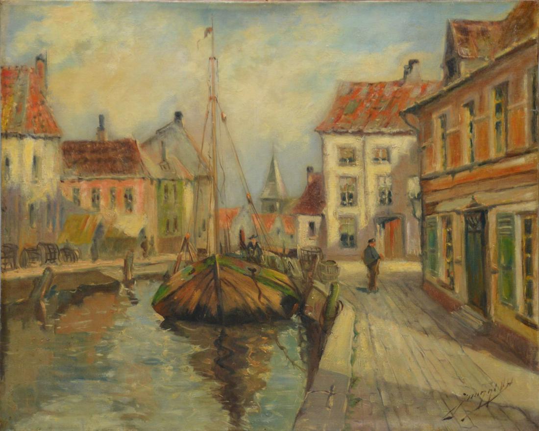 European Dutch canal Scene, 19-1/2 x 23-1/2 inches (1 of 5)