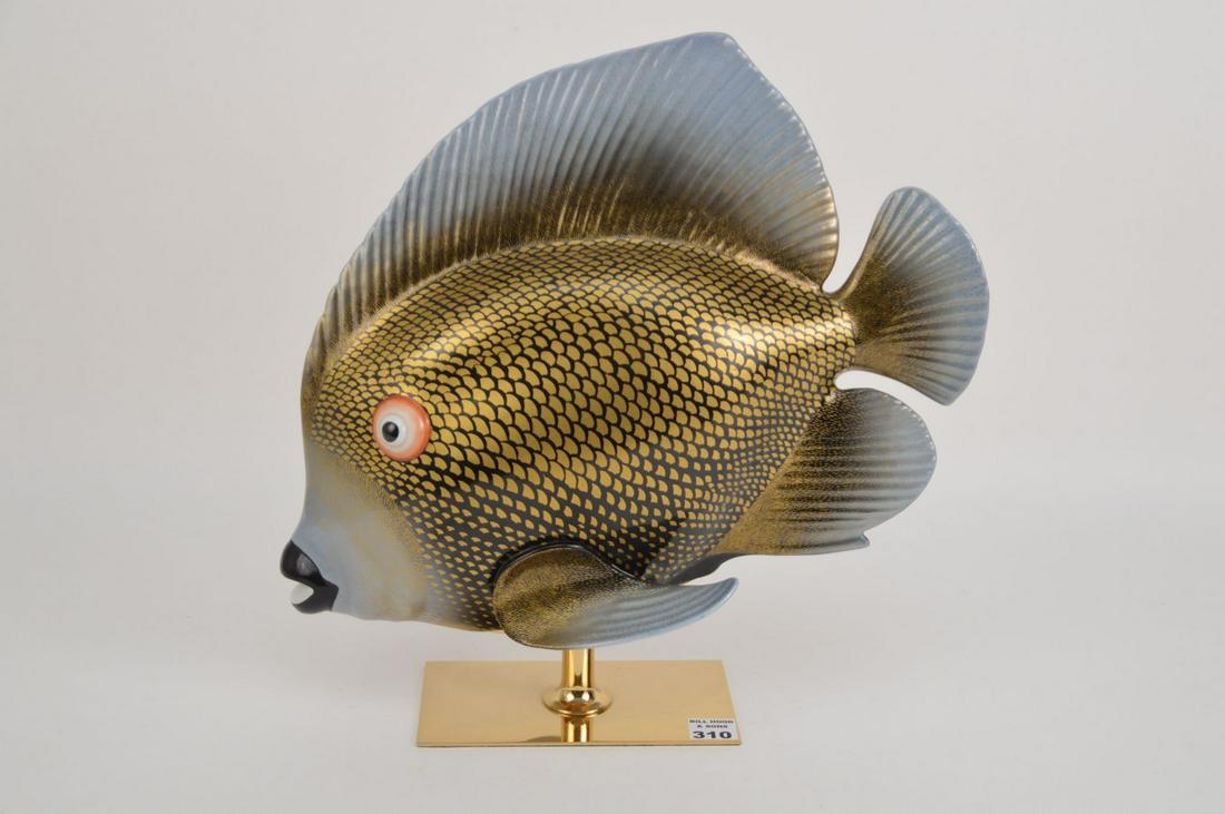 OGGETTI MANGANI FISH SCULPTURE, Painted porcelain fish (1 of 5)