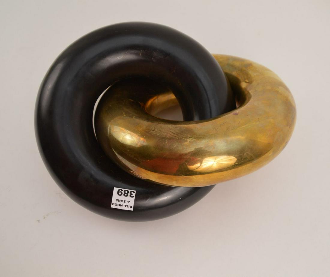 KELLY WEARSTLER INTERLOCKING TWO- RING BRONZE SCULPTURE (1 of 2)