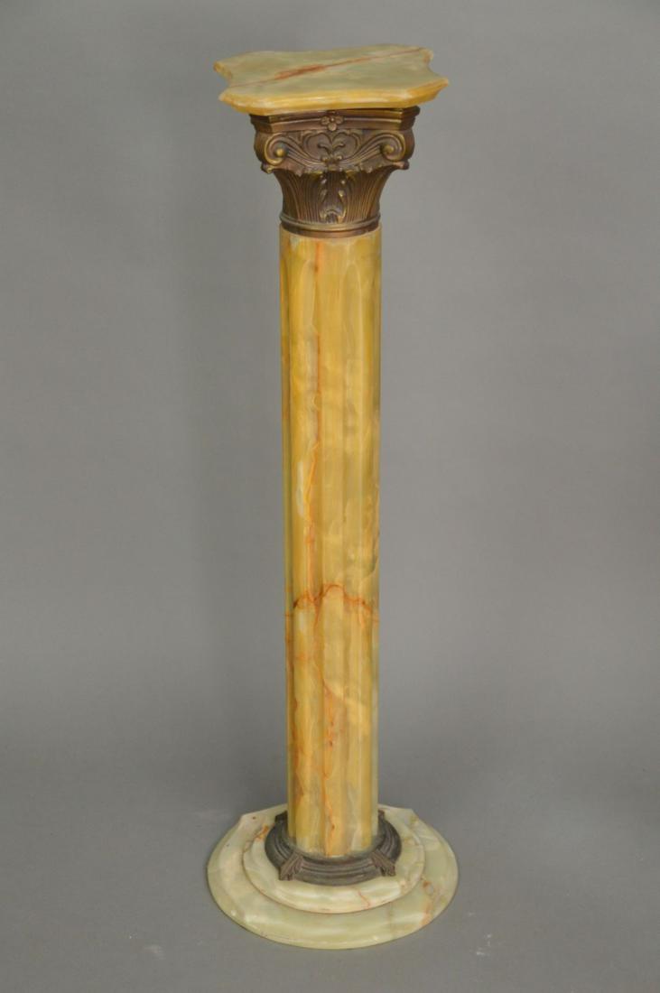 Antique Onyx pedestal 37 x 8 1/2 inches (1 of 3)