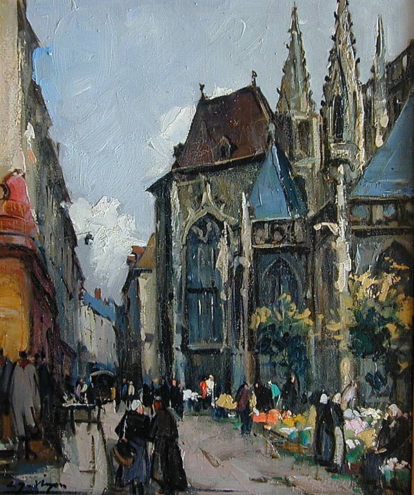 LOUIS JACQUES VIGON ( French 1897 - 1985 ) oil on : LOUIS JACQUES VIGON ( French 1897 - 1985 ) oil on canvas, 24" x 20", " Paris Street Scene"signed, very good condition