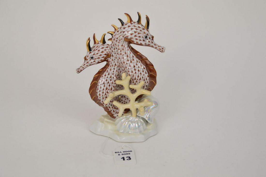 Herend Porcelain Double Seahorse Figurine.  A Herend (1 of 5)