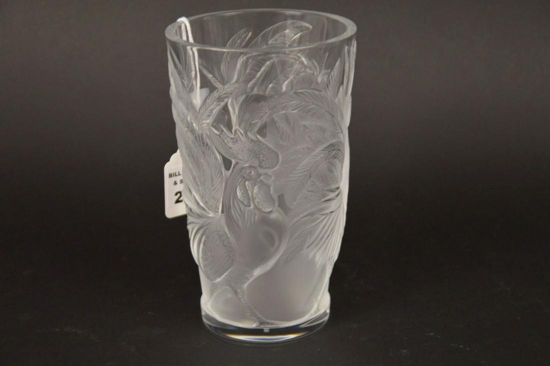 Lalique Coqs et Plumes Vase Crystal vase with roosters (1 of 5)