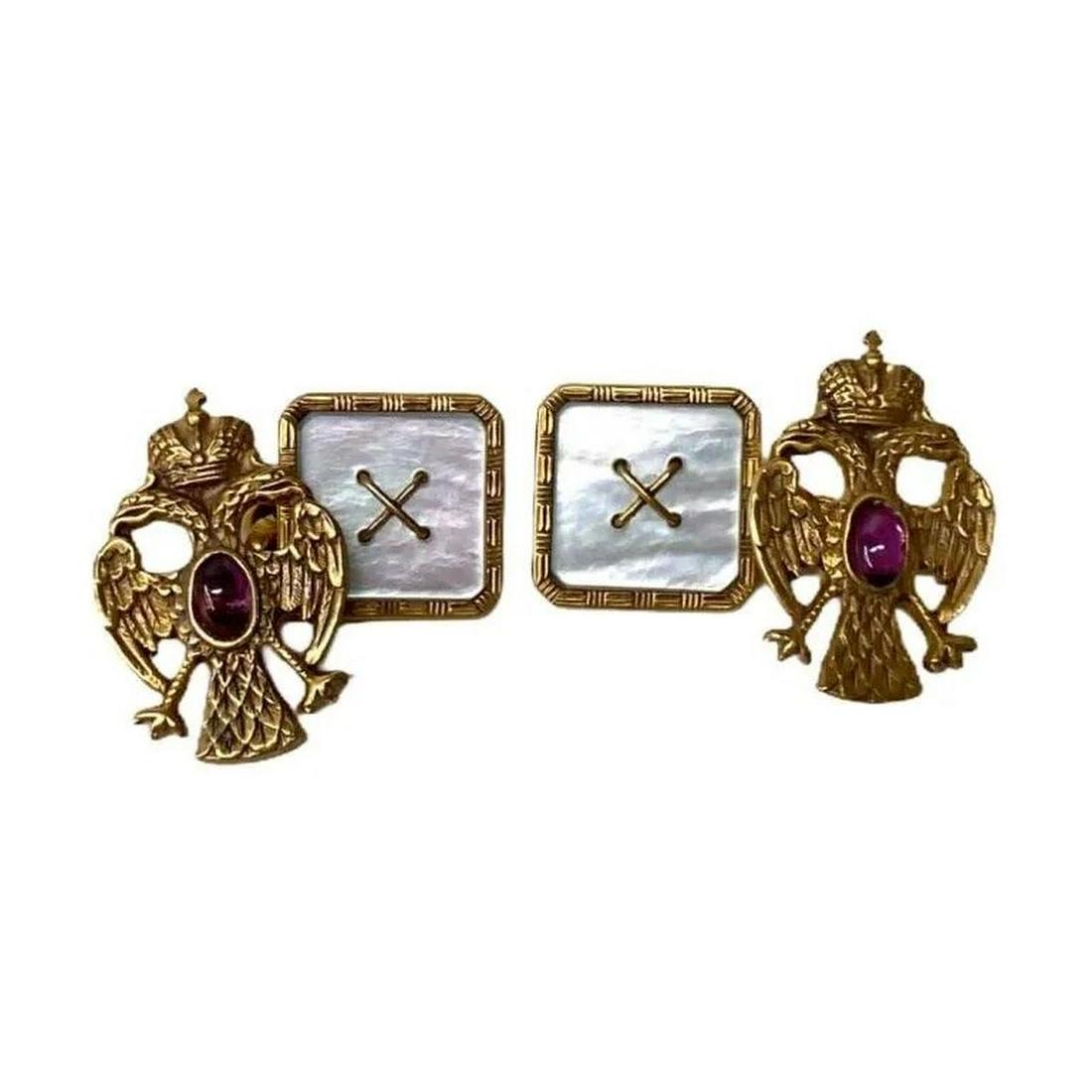 Beautiful Russian Empire silver mother of pearl ruby (1 of 6)