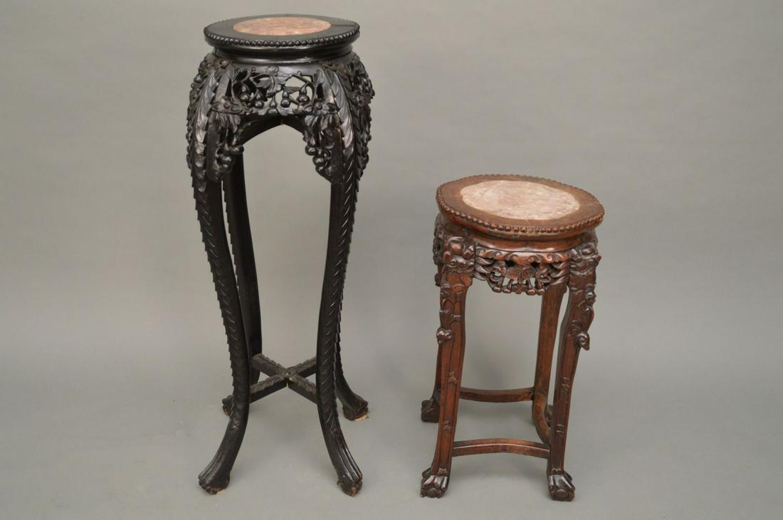 2 Carved Chinese Stands, 36"h x 11"d (top) and 24"h x (1 of 9)