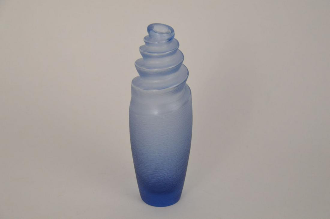 TWO LALIQUE CRYSTAL "CEBU NACRE" BLUE & GREEN VASES - (1 of 6)