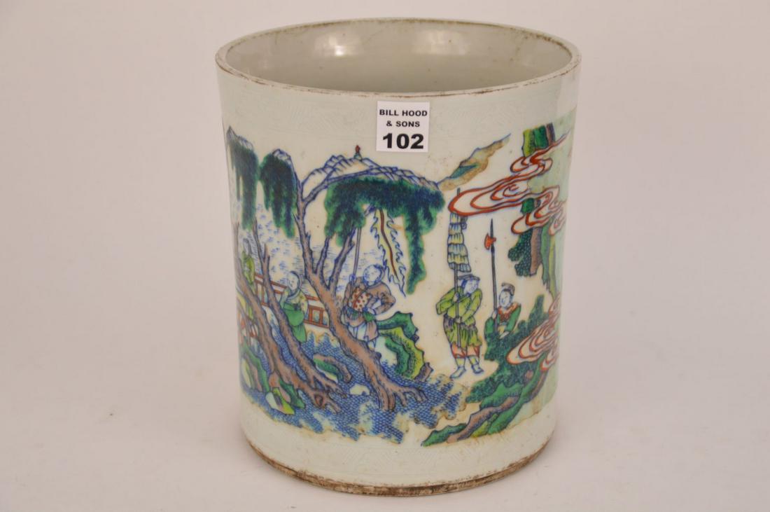CHINESE CYLINDICAL GLAZED  PORCELAIN POT - Large (1 of 9)