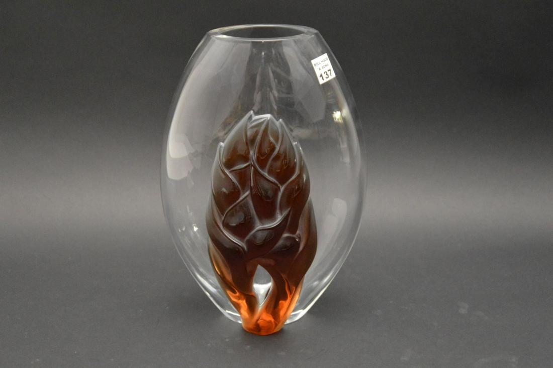 LALIQUE FRANCE RUBY & CLEAR CRYSTAL VASE - Lalique (1 of 6)